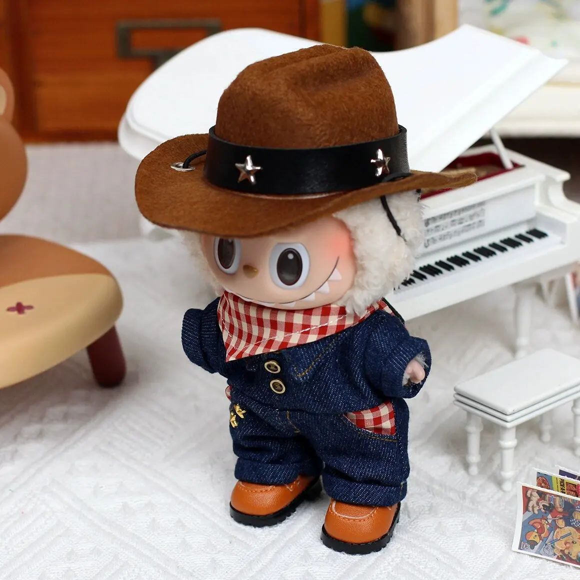 Labubu mini Vêtement Labubu Poupée Cowboy
